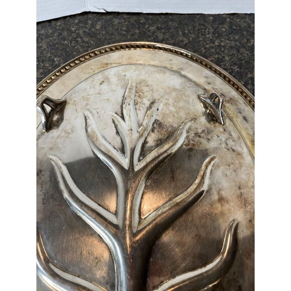 Wm Rogers Silver Meat Platter "Tree Of Life" Silverplate Footed Serving Tray - Picture 12 of 15